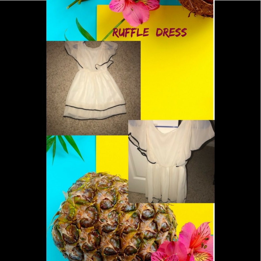 Ruffle off white and black dress